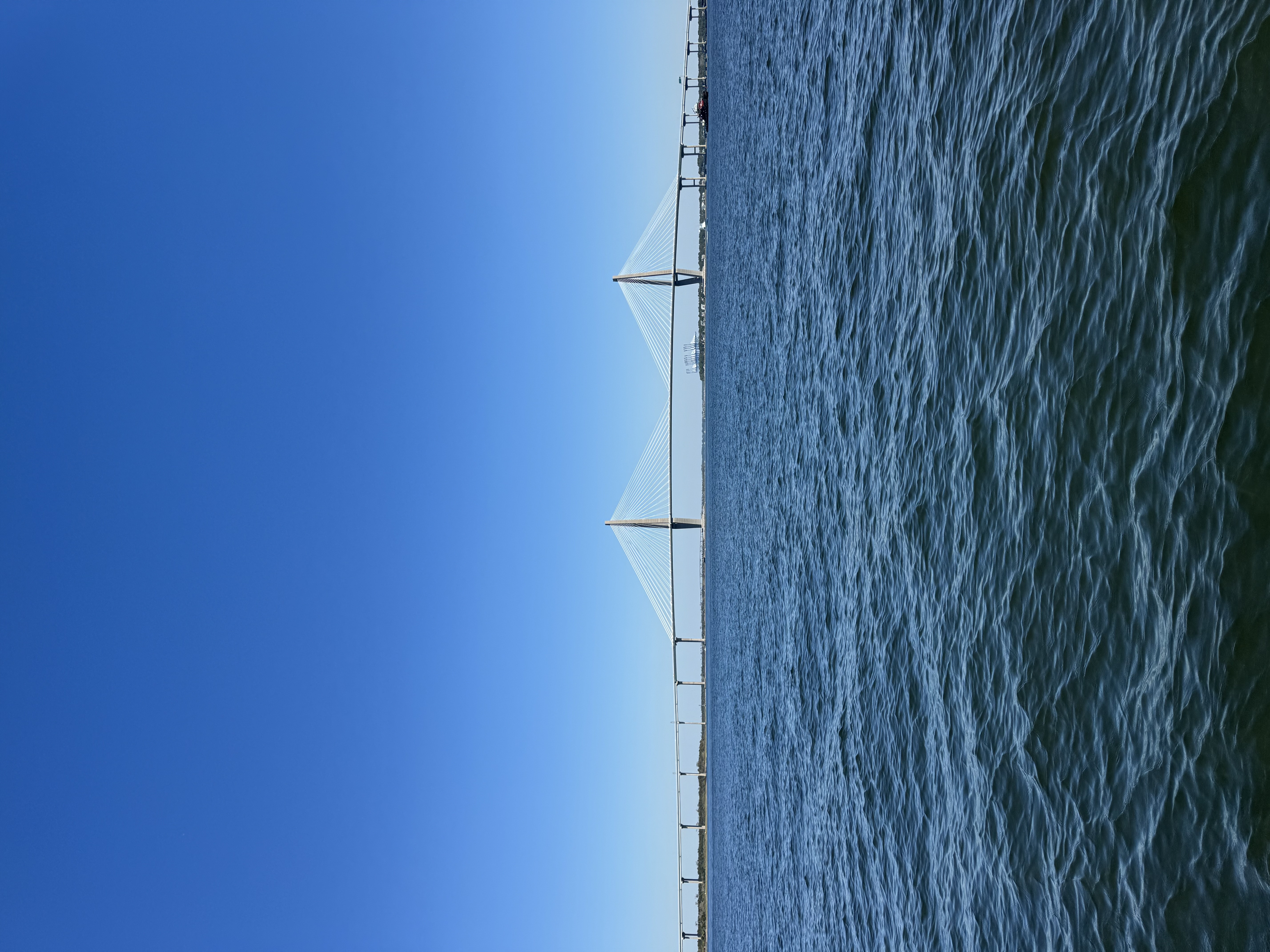 The Ravenel Bridge over Charleston Harbor on a clear day
